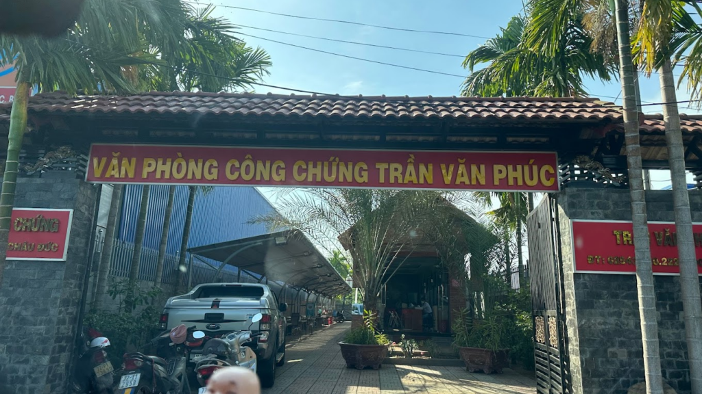 Mặt tiền văn phòng công chứng Trần Văn Phúc huyện Châu Đức, tỉnh Bà Rịa - Vũng Tàu