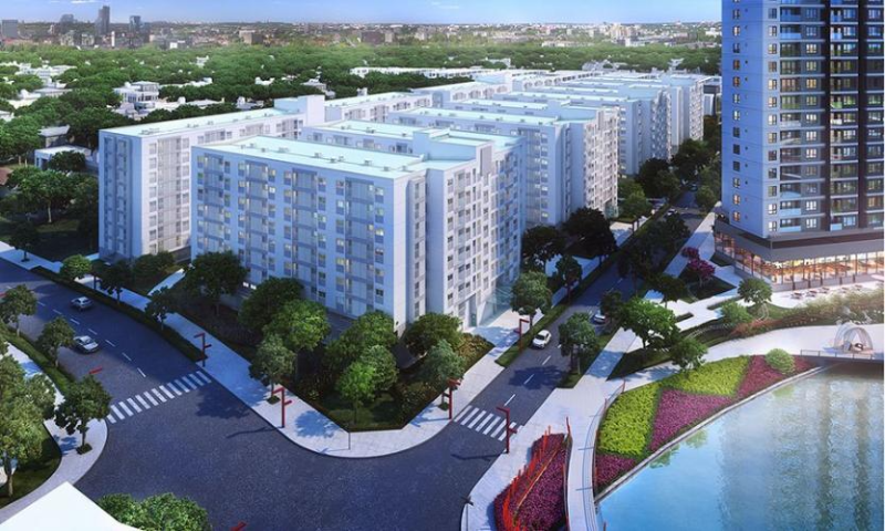 Đánh giá thực tế dự án Ehome S Thủ Đức từ góc nhìn cộng đồng cư dân Phối cảnh tổng thể từ trên cao các block chung cư EHomeS Thủ Đức nằm cạnh công viên hồ cảnh quan, hệ thống đường nội khu rợp bóng cây xanh