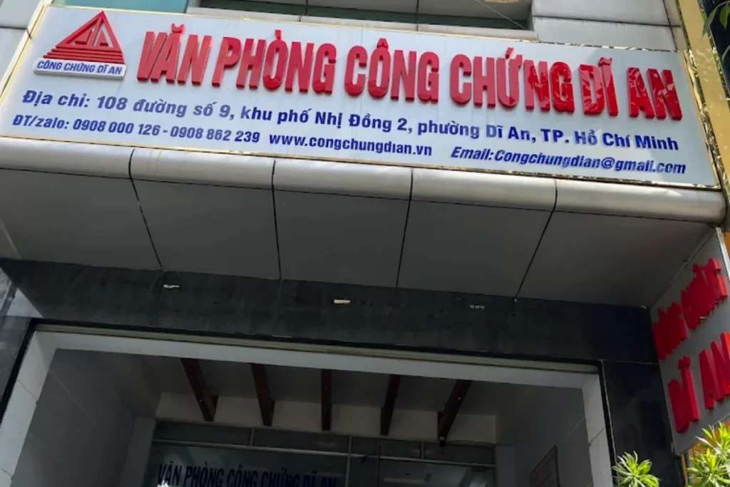 Danh sách địa chỉ các văn phòng công chứng Dĩ An cập nhật mới