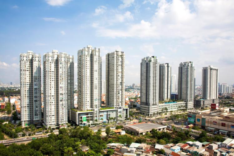 Phối cảnh dãy tháp căn hộ The Sun Avenue Quận 2 trong bài viết mua chung cư cao cấp hcm trên 5 tỷ nên chọn