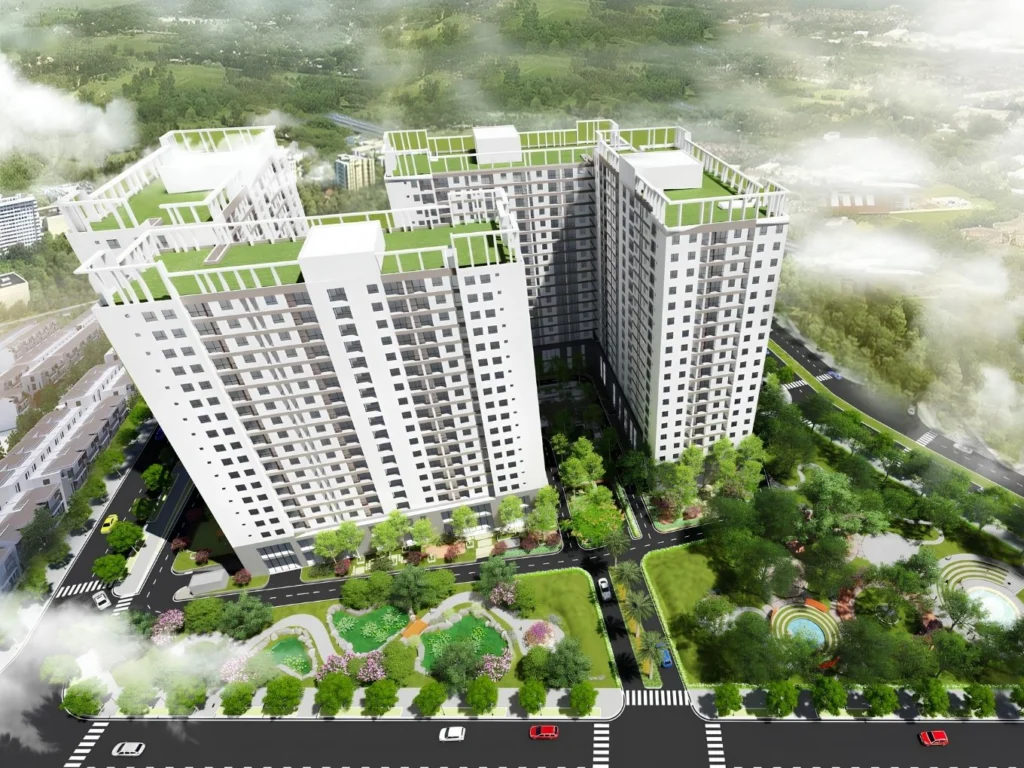 Đánh giá thực tế hệ thống tiện ích sống và không gian hạ tầng tại Tara Residences Quận 8 Phối cảnh không gian sống xanh mát và đồng bộ từ trên cao của Tara Residences Quận 8
