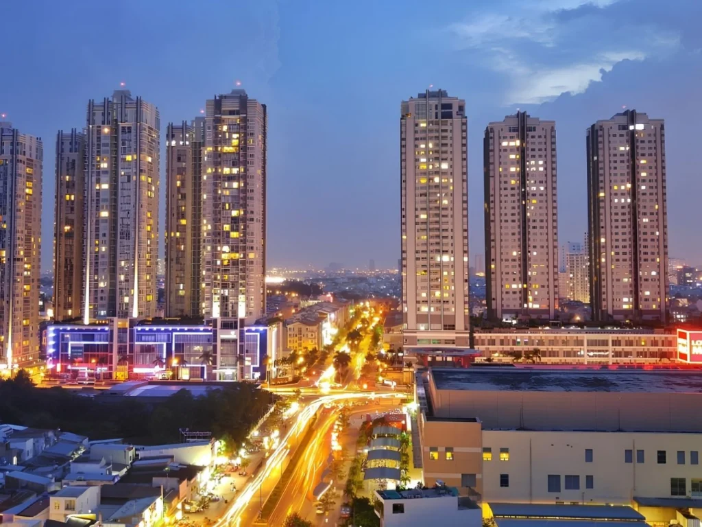 Khảo sát hệ thống tiện ích xung quanh Sunrise City Quận 7 thực tế Toàn cảnh dự án Sunrise City Quận 7 sầm uất và lung linh về đêm bên trục đường huyết mạch