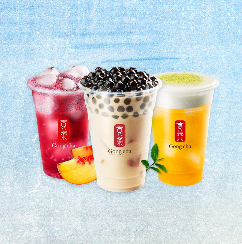 Ba ly trà sữa Gong Cha mát lạnh với trân châu đen nhai dẻo