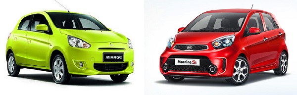 So sánh Mitsubishi Mirage và Kia Morning