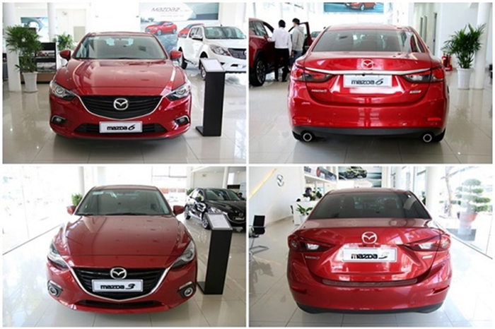 Hình ảnh so sánh ngoại thất xe Mazda 3 và Mazda 6