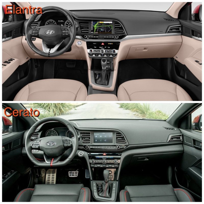 Nội thất Kia Cerato có nhiều chi tiết giống với mẫu xe Hyundai Elantra 2020