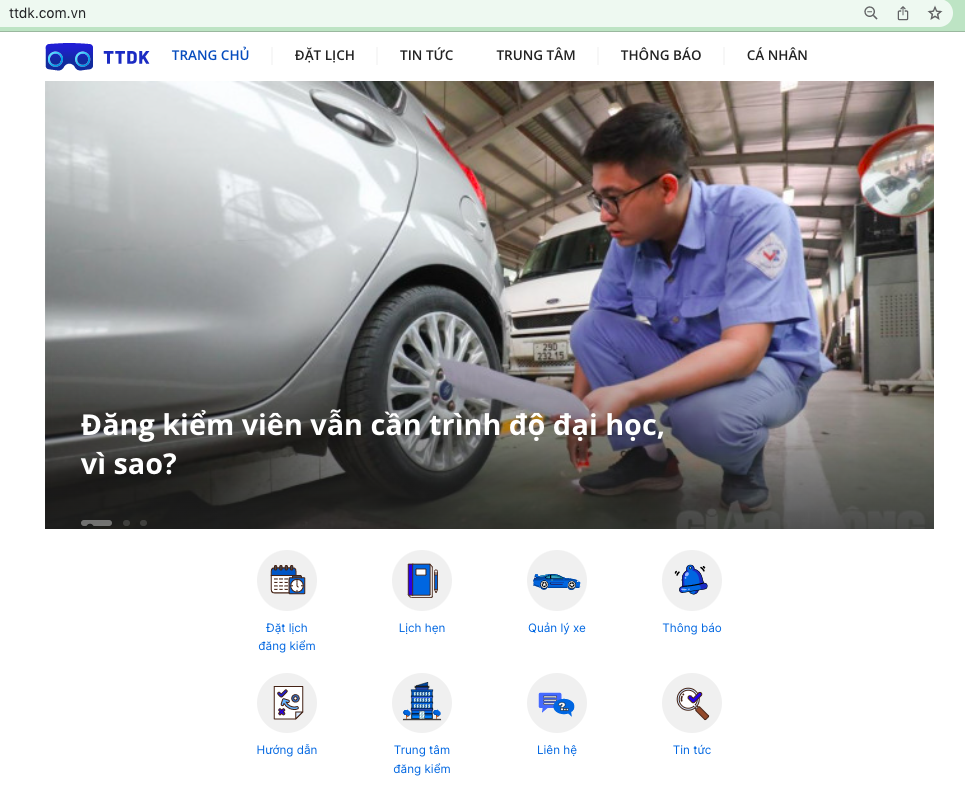 Website đăng ký đăng kiểm online