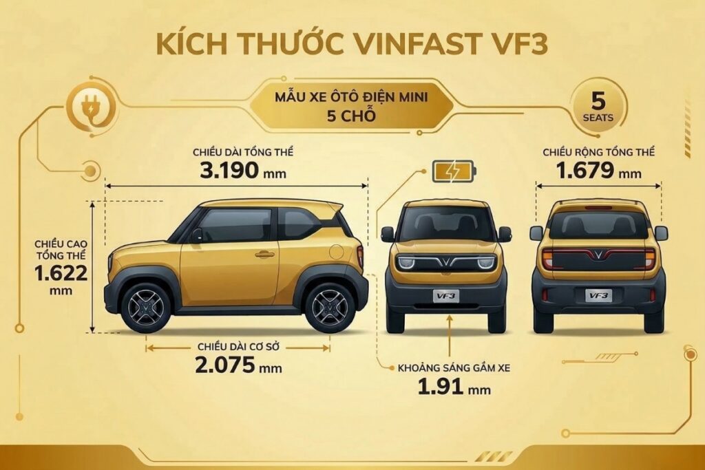 Kích thước xe Vinfast VF3