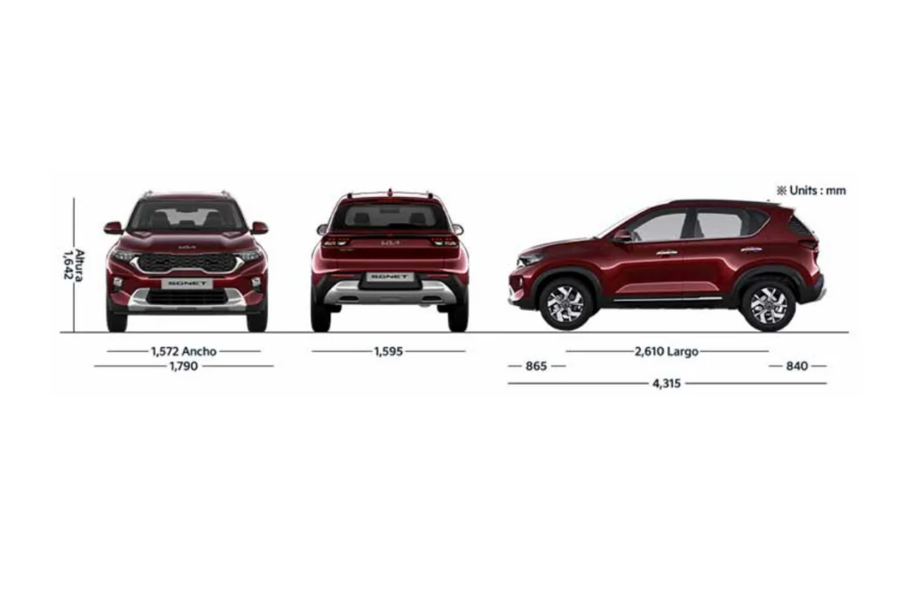 kích thước xe Kia Sonet hình 2