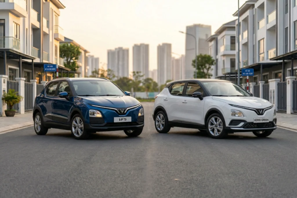 so sánh VF5 và Herio Green