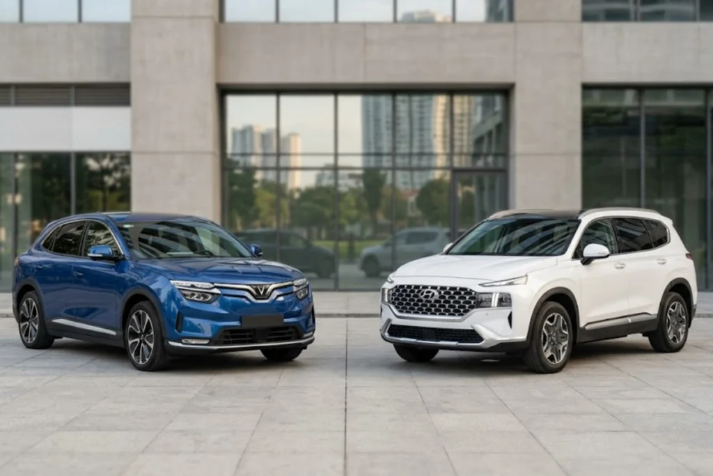 So sánh VF8 và SantaFe: Lựa chọn xe điện hay xe xăng? so sánh vf8 và santafe