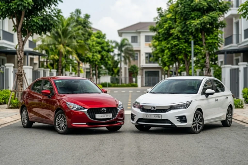 so sánh Mazda 2 và Honda City